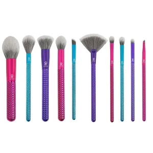 MODA Metallic Brights 10-Piece Signature Makeup Brush Set – Colorful Vegan Cosmetic Brushes for Face & Eyes