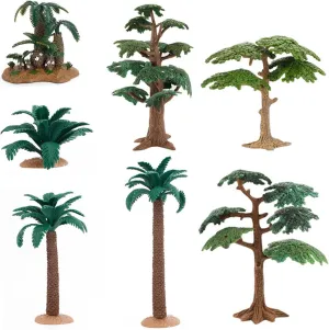 Model Trees 7PCS/Set Simulation Miniature Trees DIY Craft Mini Palm Tree Realistic Plastic Palm Trees Miniature Palm for Micro Landscape Model Railway Scenery
