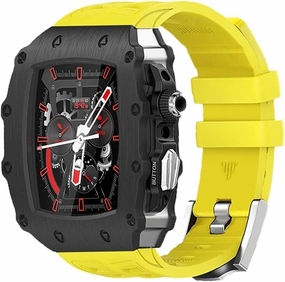 Modification Kit Alloy Case Rubber Band，For Apple Watch Band 8 7 45mm Luxury Upgrade Stainless Steel Men Case Strap，For IWatch Series 6 5 4 SE 44mm