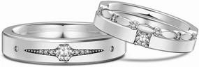 Moissanite Ring Set S925 Sterling Silver/10K/14K/18K Solid White Gold Personalized Moissanite Ring Set Engagement Ring Set Luxury Jewelry Gift for Couple Lovers Women Men Size 4-18