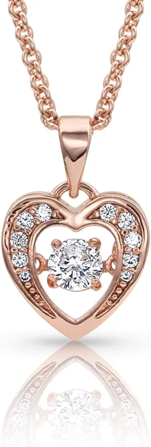 Montana Silversmiths Women's Let's Dance A Little Rose Gold Heart Necklace Silver One Size