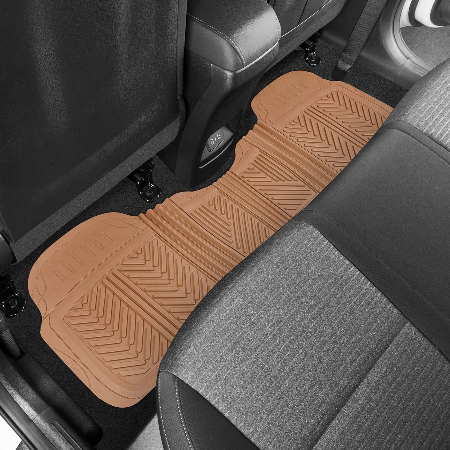 Motor Trend FlexTough Performance All Weather Rubber Car Floor Mats - 3 Piece Floor Mats Automotive Liners for Cars Truck SUV, Heavy-Duty Waterproof (Beige)