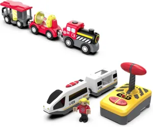 Motorized Train Toy for Wooden Track, Battery Operated Train Set Compatible with Thomas, Brio, Chuggington