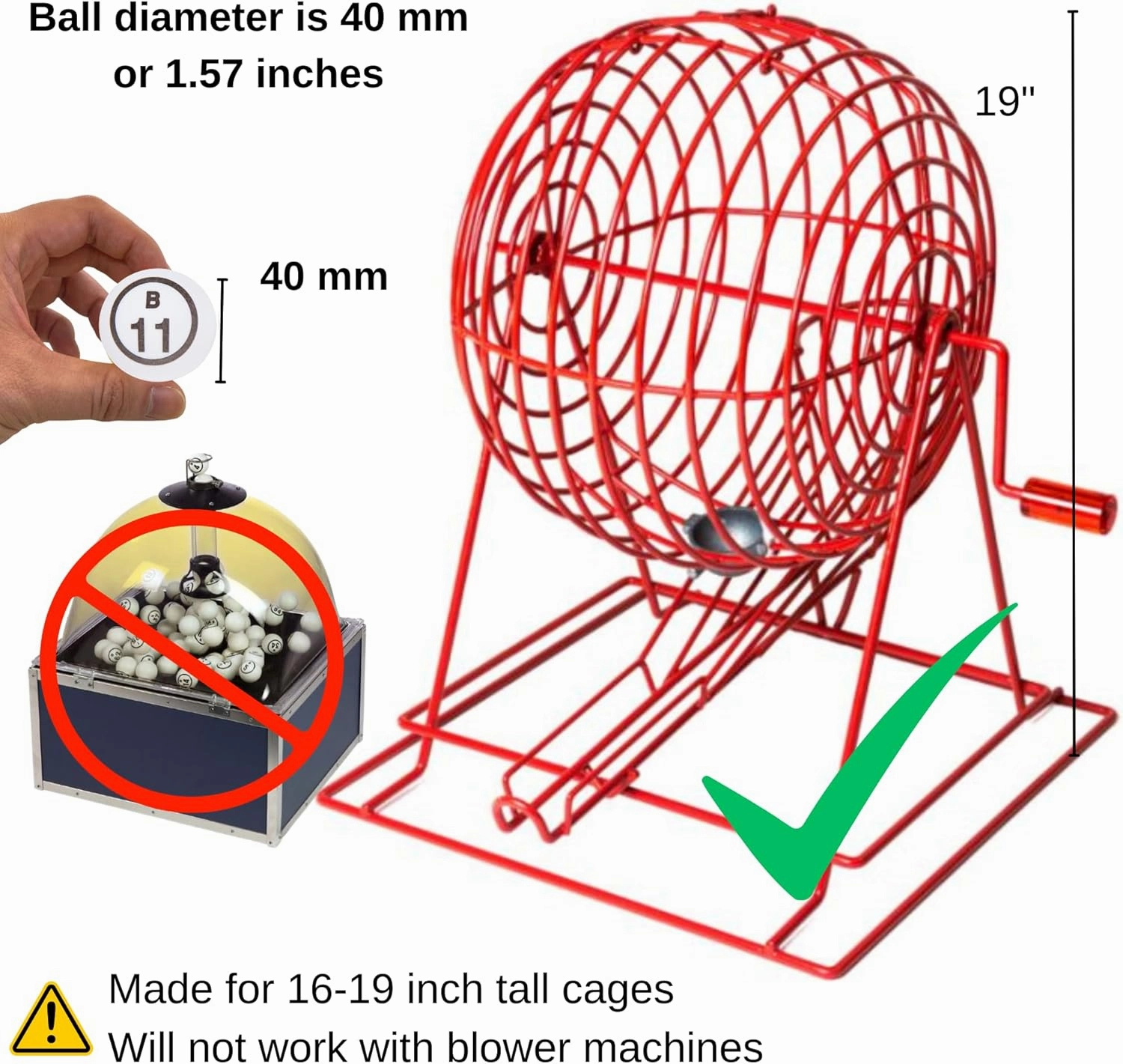 MR CHIPS Professional 1.57" (40mm) Replacement - Ping Pong Style Balls for Manual Bingo Cage Only Perfect Parties, Large Groups, Family Game Night
