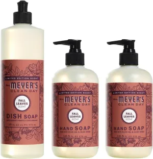 MRS. MEYER'S CLEAN DAY Variety, 2 Liquid Hand Soap 12.5 OZ, 1 Liquid Dish Soap, 16 FL OZ (Fall Leaves)