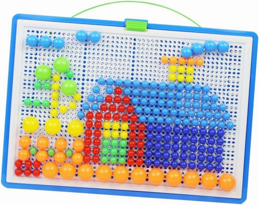 Mushroom Nail Jigsaw Puzzle 592 Pieces Creative DIY Desktop Toy Peg Board Toddler Toys Shape Sorter Baby Stacking Random