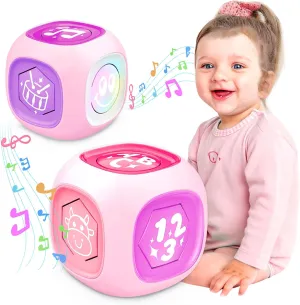 Musical Learning Toys for 1  Year Old Girl, Bilingual Early Learning Educational Cube with Light & Sound, Baby Girl Toys 12-18 Month, Christmas Birthday Gifts for Toddler Girl 1-2 Year Old