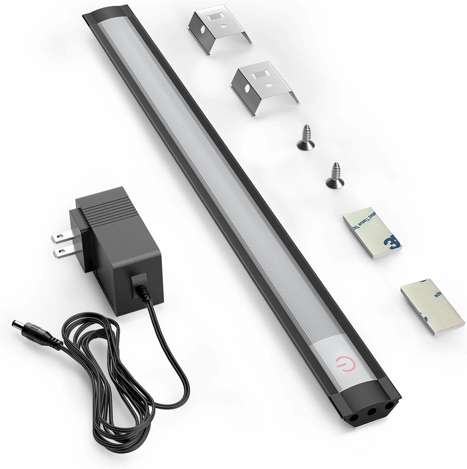 MYPLUS Under Cabinet Lights, 12" Touch Activated and Dimmable Aluminum LED Bar for Kitchen, Workbench and Desk, Cold White 6000K, Plug-in, Black.