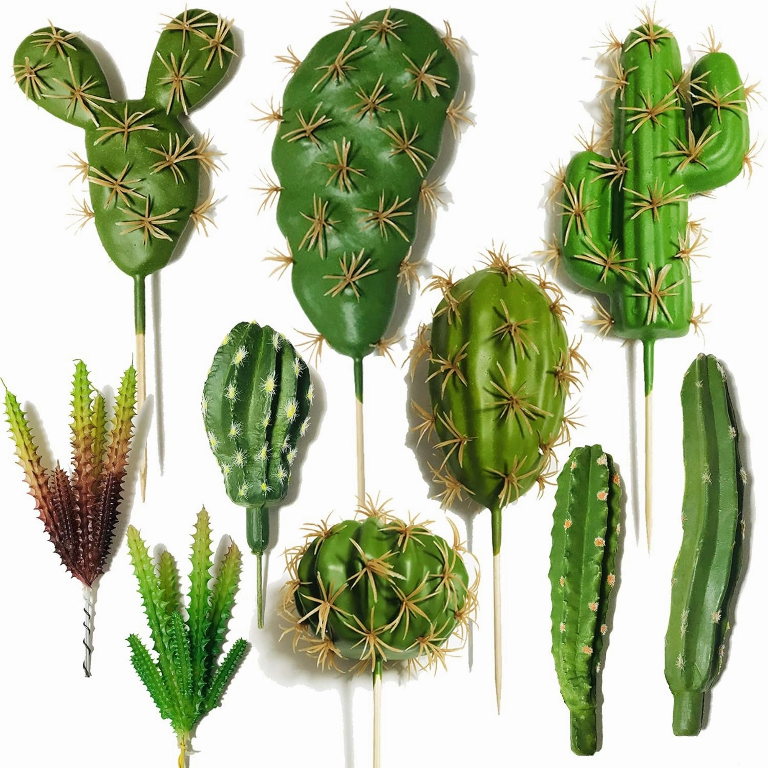N|A Cayway 10 PCS Faux Fake Succulents Artificial Cactus DecorFaux Cactus Cacti Plant Artificial Cactus Succulent Artificial Succulent Plants for Decoration Faux Cactus Plant Bulk