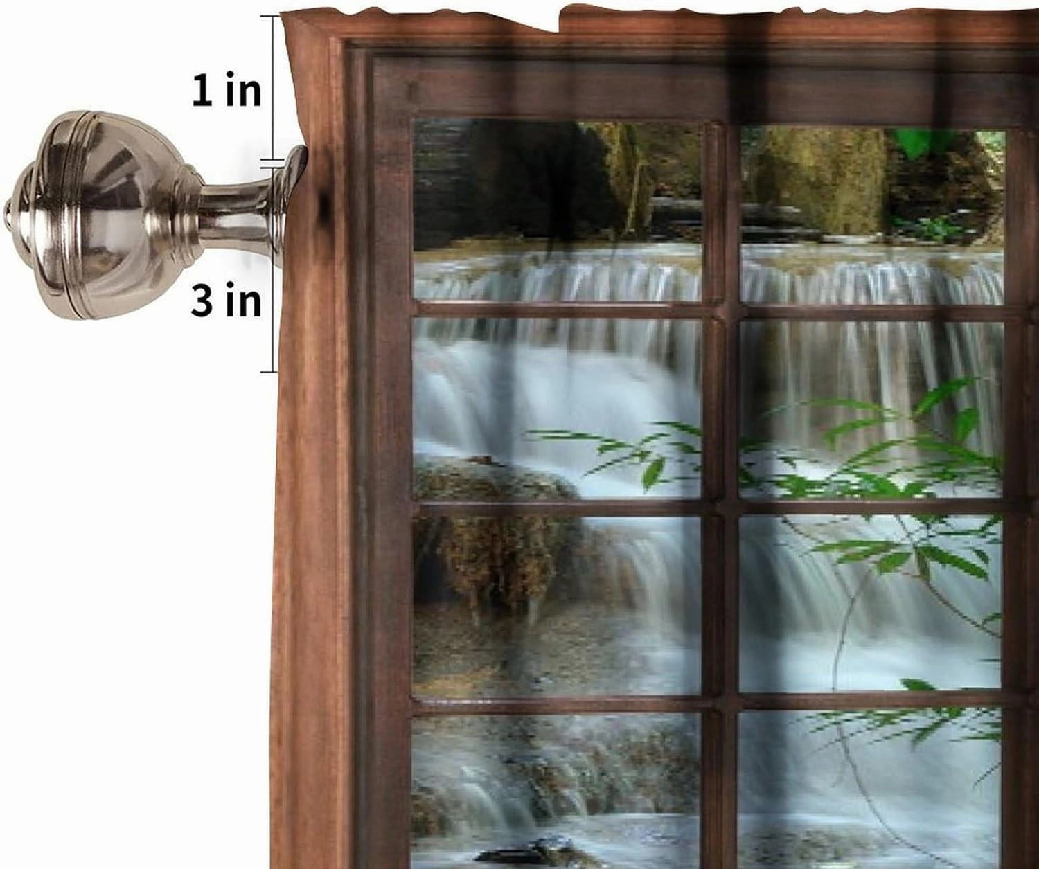 Nature Waterfall Landscape Valance Curtain Forest Bamboo Garden Jungle Stream Scenery Rod Pocket Valance Window Treatments Short Curtains for Kitchen Bathroom Farmhouse 54x18inch
