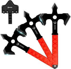 NedFoss Axe Throwing, 11.9" Full Tang Triple Edge Throwing Axe with Sheath TPE Rubber Handle, Axe Throwing Set 3, Axe for Throwing for Gifts
