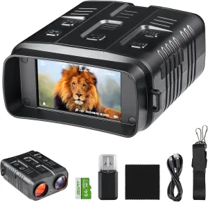 Night Vision Binoculars 4K Night Vision Goggles for Adults, 3'' Digital Infrared Night Vision can Save Photo and Video with 64GB Memory Card & 4000mAH Rechargeable Lithium Battery