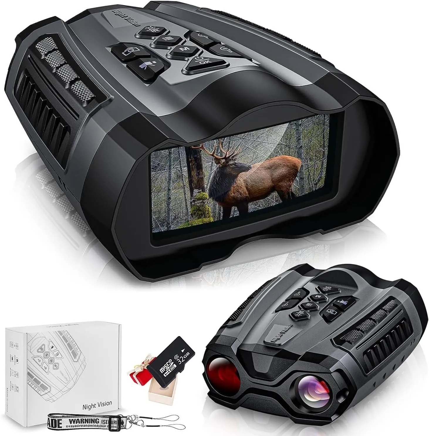 Night Vision Binoculars for Adults, 10X Digital Zoom, 984ft/300M Viewing Range Night Vision Goggles with 3.5" LCD Screen Take HD 4K Photos/1080p Videos for Total Darkness, Include 32GB Card