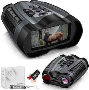 Night Vision Binoculars for Adults, 10X Digital Zoom, 984ft/300M Viewing Range Night Vision Goggles with 3.5" LCD Screen Take HD 4K Photos/1080p Videos for Total Darkness, Include 32GB Card