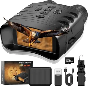 Night Vision Goggles 4K 36MP FHD Binoculars Infrared for Adults Millitary, 3'' Large Screen Digital Night Vision for Viewing in 100% Darkness, Free 32GB Memory Card for Photo and Video Storage