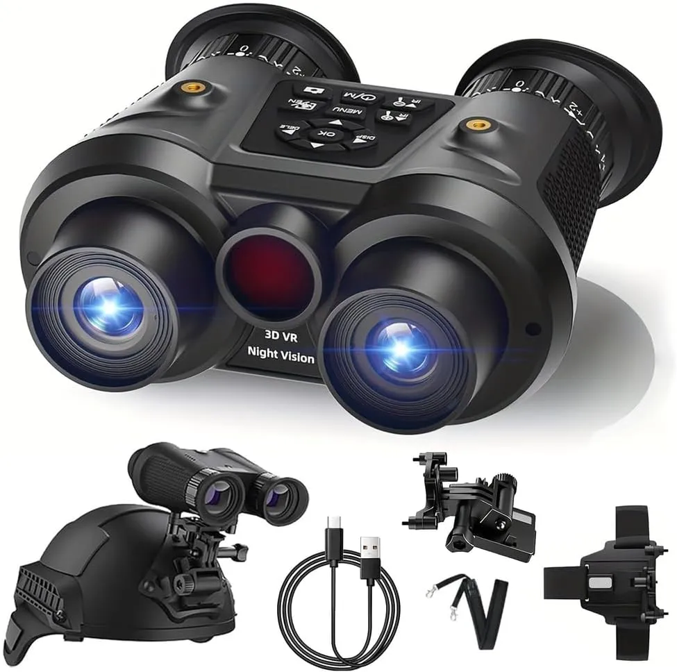 Night Vision Goggles Head Mounted, 3D VR Night Vision Binoculars for Adults with 100-inch Virtual Display, 7-Level IR & 6X Digital Zoom, Camping