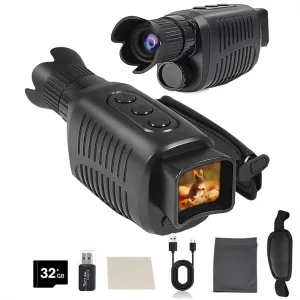 Night Vision Monocular, 1080p Night Vision Binoculars for Adult, 1.5'' Hd Screen, 5X Digital Zoom, Includes 32GB Tf Card to Save Photos and Videos, Ideal for Camping, Hunting & Security