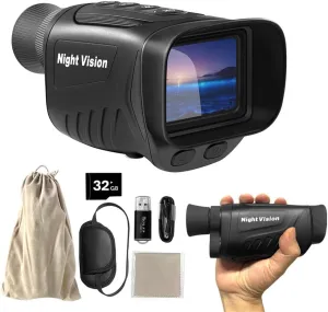 Night Vision Monocular, 2.5K Night Vision Binoculars for Adult, 2'' Hd Screen, 8X Digital Zoom, Includes 32GB Tf Card to Save Photos and Videos, Ideal for Camping, Hunting & Security
