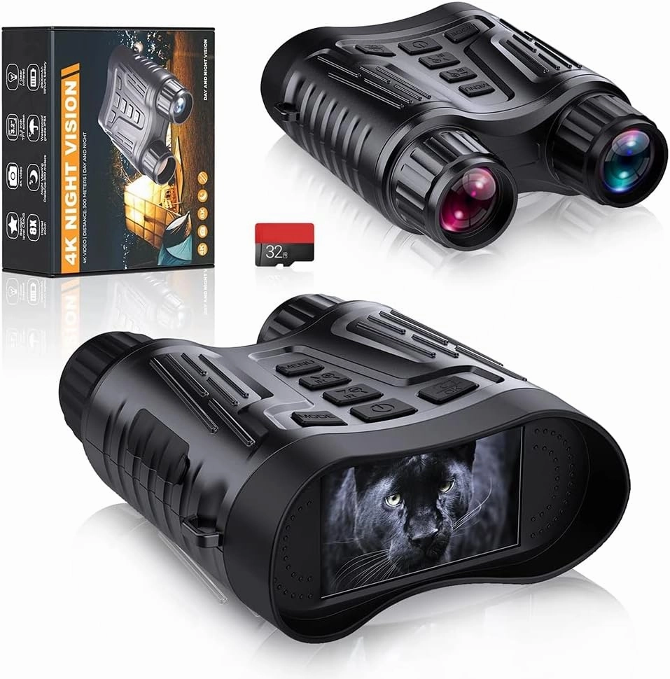 Night Vision Binoculars - 4K Night Vision Binoculars for Adults, 3.2" Large Screen, Night Vision Goggles with 32G TF Card and Photos Videos Recorder Function, IP54 Waterproof, 2600mAh Rechargeable Bat