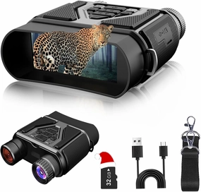 Night Vision Goggles 1080P Night Vision Binoculars with 5000mAh Rechargeable Battery, 32GB Card, 3" Screen for Camping Hunting & Security for Men Husband、Dad、Him