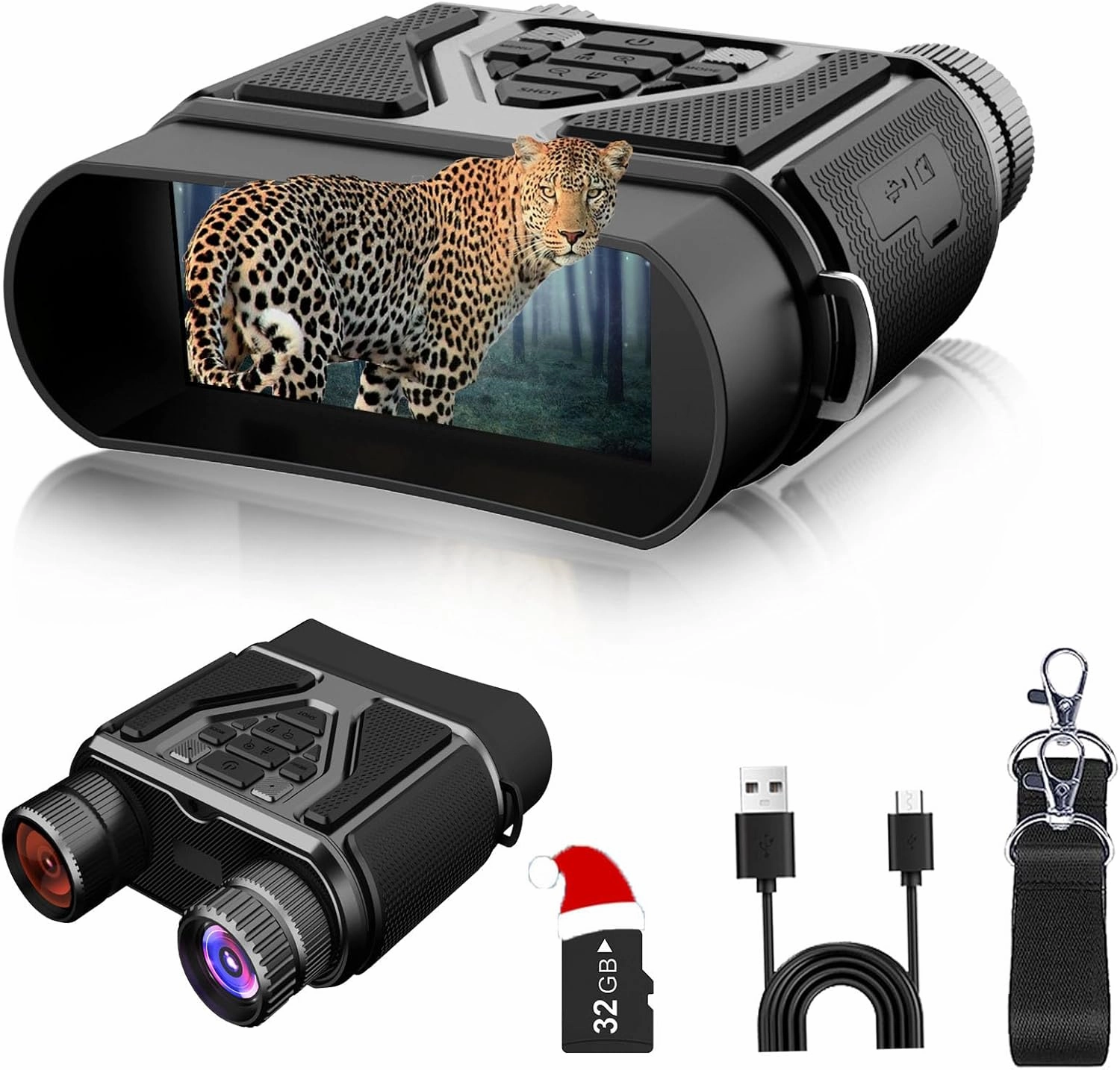 Night Vision Goggles 1080P Night Vision Binoculars with 5000mAh Rechargeable Battery, 32GB Card, 3" Screen for Camping Hunting & Security for Men Husband、Dad、Him