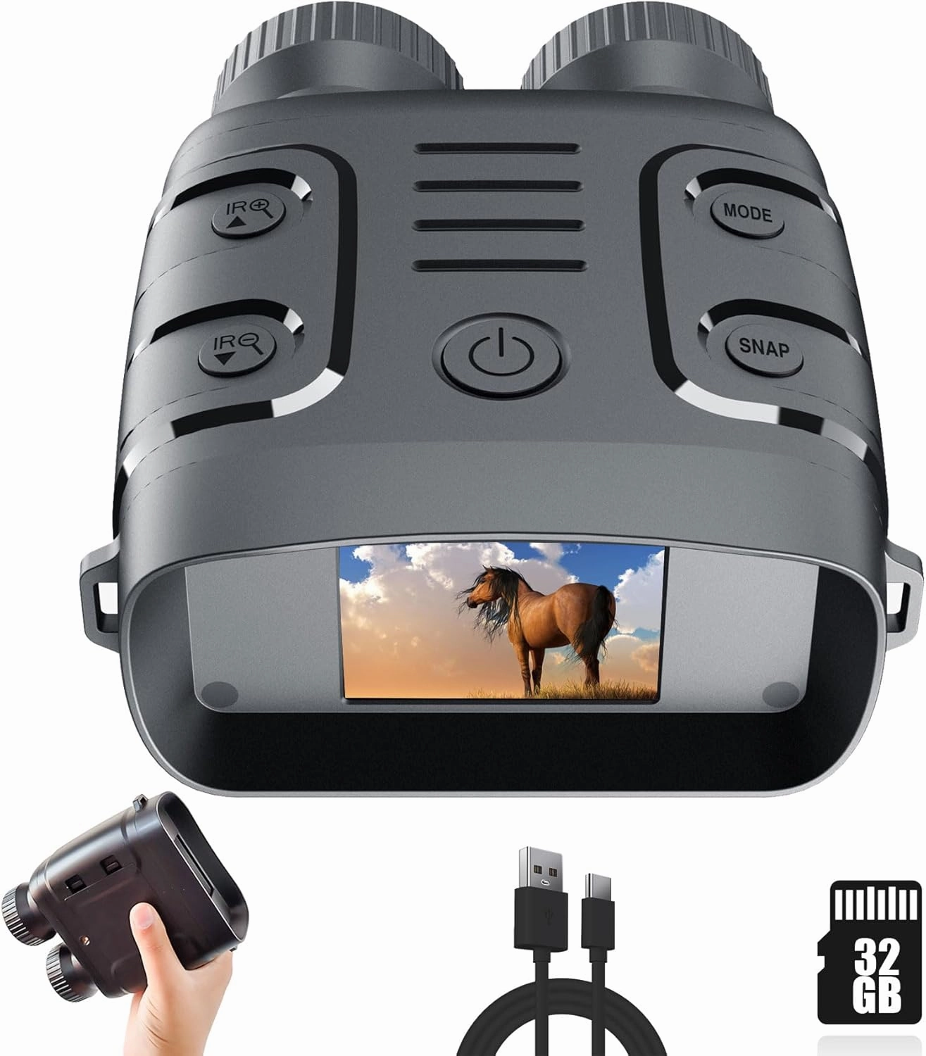 Night Vision Goggles, 2K Video Clarity, 10X Digital Zoom, 2.4" TFT Screen, 850nm Infrared Light, 32GB Storage, Rechargeable Battery, Outdoor Adventures, Camping, Travel