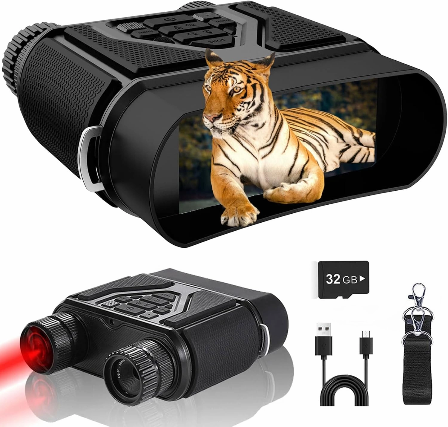 Night Vision Goggles - Night Vision Binoculars for Adults, 8X Digital Zoom Night Vision with 3'' HD Screen, Rechargeable Battery,for Hunting & Camping