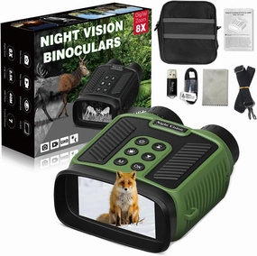 Night Vision Goggles for Adults, 4K Night Vision Binoculars 3" Screen Night Vision Goggles 8-Adjustable Levles for Camping,Green