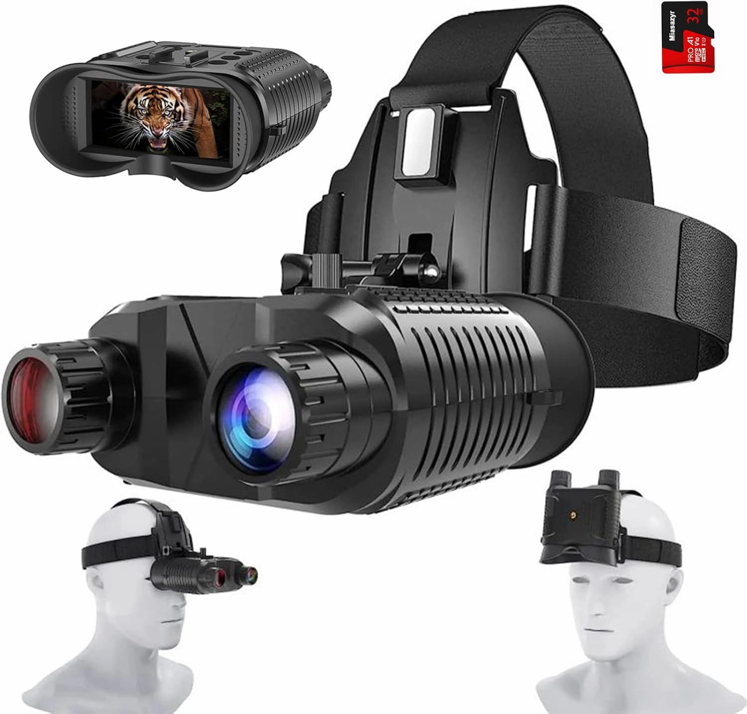 Night Vision Goggles with Head Mounted - 1312FT Night Vision Binoculars for Adults, Helmet Mounted Infrared Night Vision Scopes, 8X Digital Zoom
