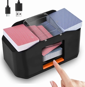 Nileole 2 Decks Quiet Card Shuffler, Automatic 2000 MAh Rechargeable Electric Shuffler, Playing Cards, Texas Hold'em, Poker, Home Card Games, Blackjack