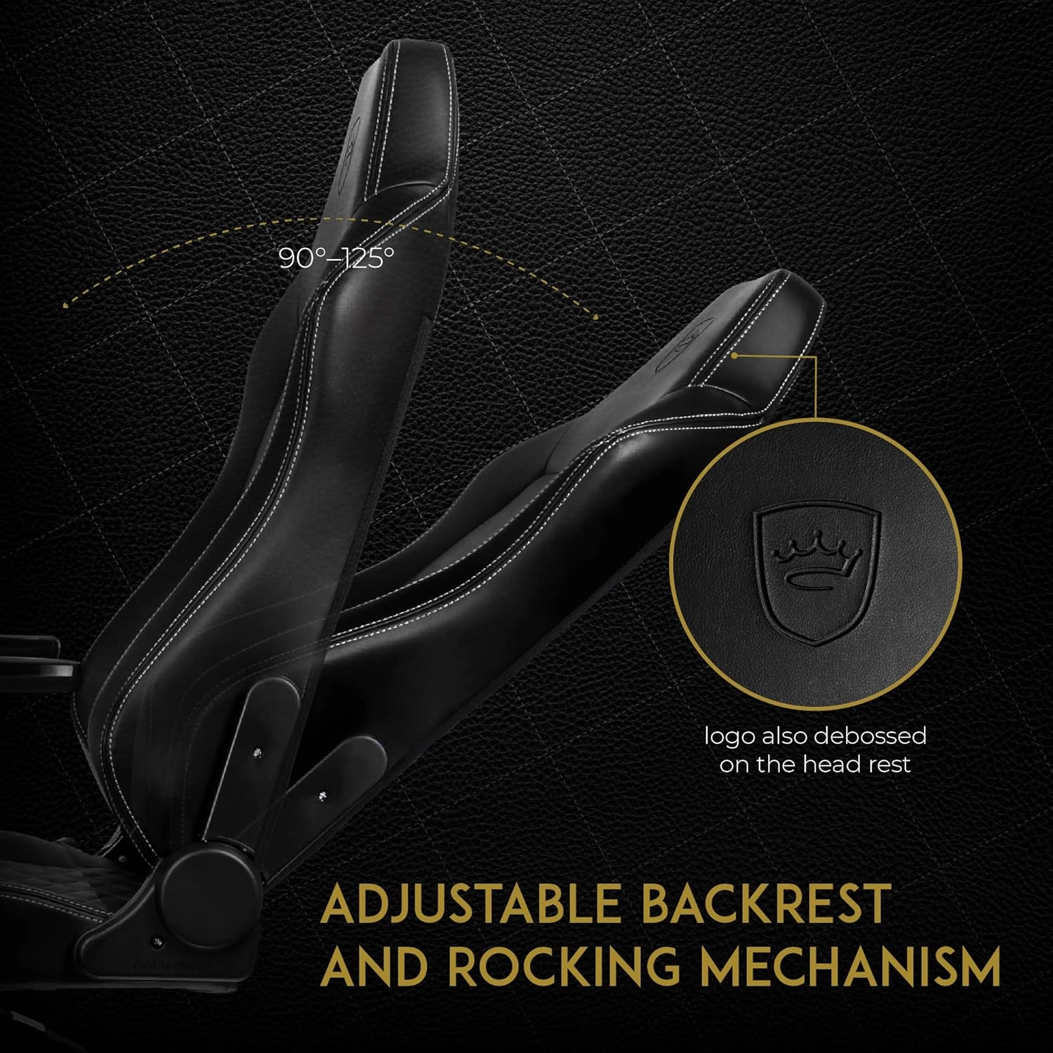 noblechairs Hero Gaming Chair/Office Chair with Lumbar Support, PU Faux Leather, Black/Platinum White