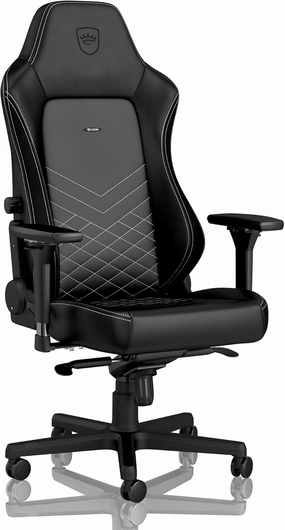 noblechairs Hero Gaming Chair/Office Chair with Lumbar Support, PU Faux Leather, Black/Platinum White