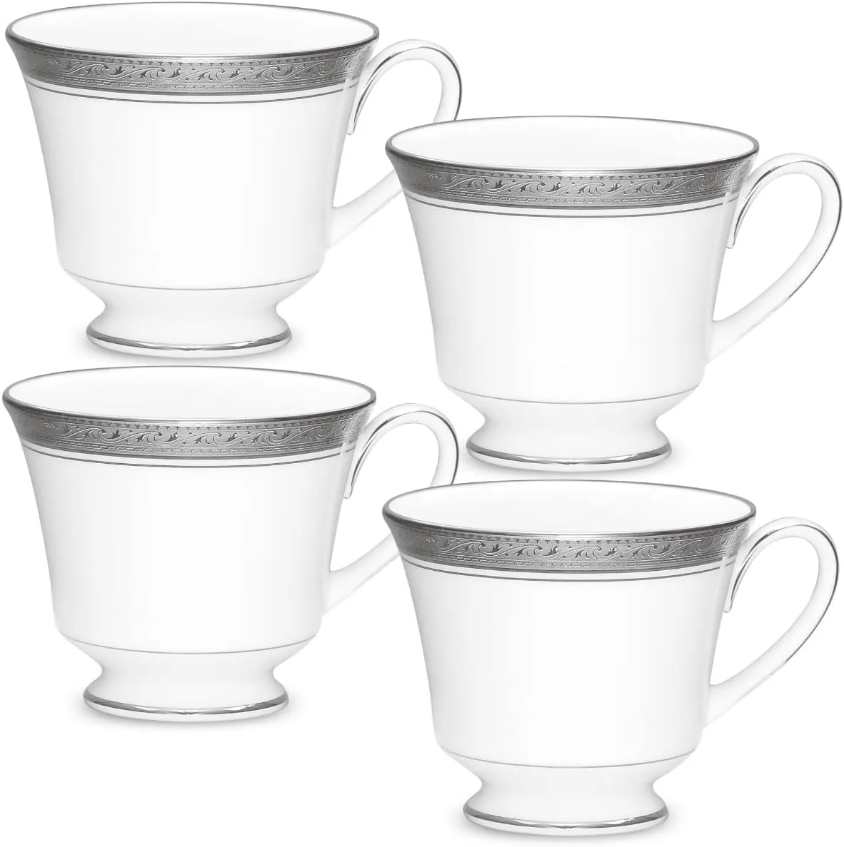 Noritake Crestwood Platinum Set of 4 Tea Cups, 8 oz.