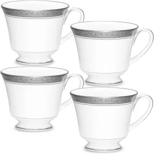 Noritake Crestwood Platinum Set of 4 Tea Cups, 8 oz.