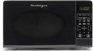 Nostalgia Modern Retro Countertop Microwave Oven - 700-Watt - 0.7 cu ft - 12 Pre-Programmed Cooking Settings - Digital Clock - Kitchen Appliances - Black