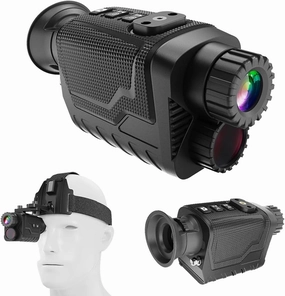 NV8260 Head Mounted Night Vision, Night Vision Goggles & Monocular for Adults, 8X Digital Zoom, 850nm Infrared, Rechargeable Battery, HD Recording, 32GB