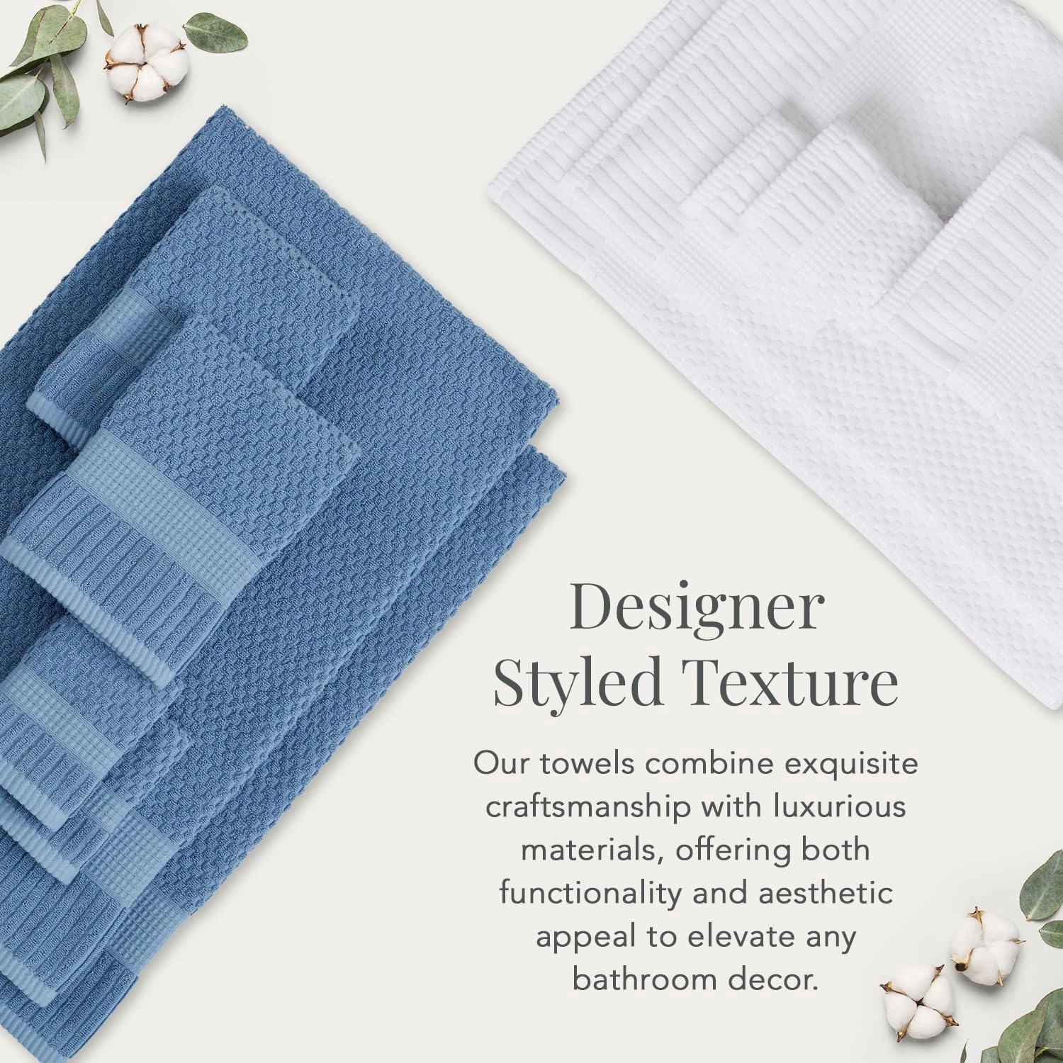 NY Loft 100% Cotton Hand Towel 6 Pack | Super Soft & Absorbent Quick-Dry Hand Towels 16" x 28" |Textured and Durable Cotton | Trinity Collection (6 Pack Hand Towel, Bright White)