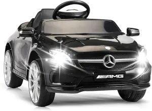 OLAKIDS Kids Ride On Car with Remote Control, 12V Licensed Mercedes Benz GLA45 Electric Vehicle for Toddlers, Battery Powered Toy with Music, USB, MP3, 2 Speeds, Wheels Suspension, LED Lights (Black)