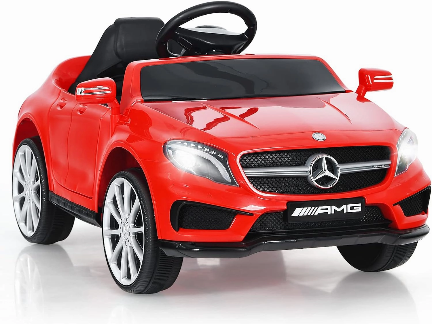 OLAKIDS Kids Ride On Car with Remote Control, 12V Licensed Mercedes Benz GLA45 Electric Vehicle for Toddlers, Battery Powered Toy with Music, USB, MP3, 2 Speeds, Wheels Suspension, LED Lights (Red)