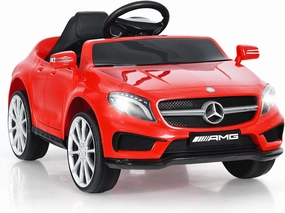 OLAKIDS Kids Ride On Car with Remote Control, 12V Licensed Mercedes Benz GLA45 Electric Vehicle for Toddlers, Battery Powered Toy with Music, USB, MP3, 2 Speeds, Wheels Suspension, LED Lights (Red)