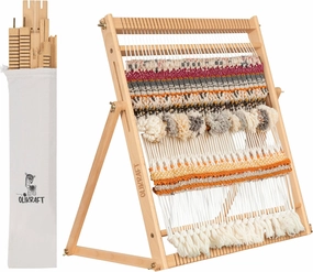 Olikraft Wooden Weaving Loom with Adjustable Stand - Weaving Looms for Adults and Kids. Loom Kit. Small Heddle. Telar.