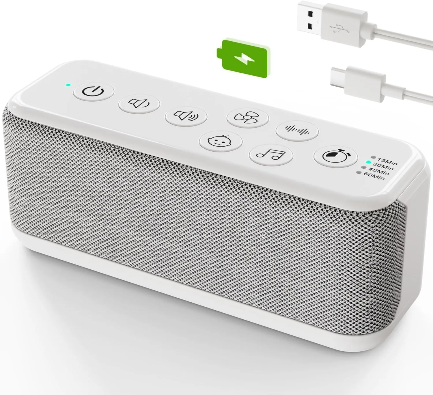 OnLyee Sound Machine for Adults, USB Rechargeable White Noise Machine for Office Privacy & Noise Canceling, 42 Soothing Sound with Lullabies & Fan Sounds, Auto-Off Timer & 8-Level Volume Control