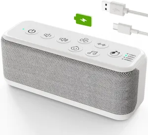 OnLyee Sound Machine for Adults, USB Rechargeable White Noise Machine for Office Privacy & Noise Canceling, 42 Soothing Sound with Lullabies & Fan Sounds, Auto-Off Timer & 8-Level Volume Control