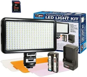 Oregon Scientific ATC9K Camcorder Lighting Ultra-Slim LED-300 Vidpro Model LED-300 Professional Photo & Video Light Kit - with a Free Synergy Digital® 2GB SD Card