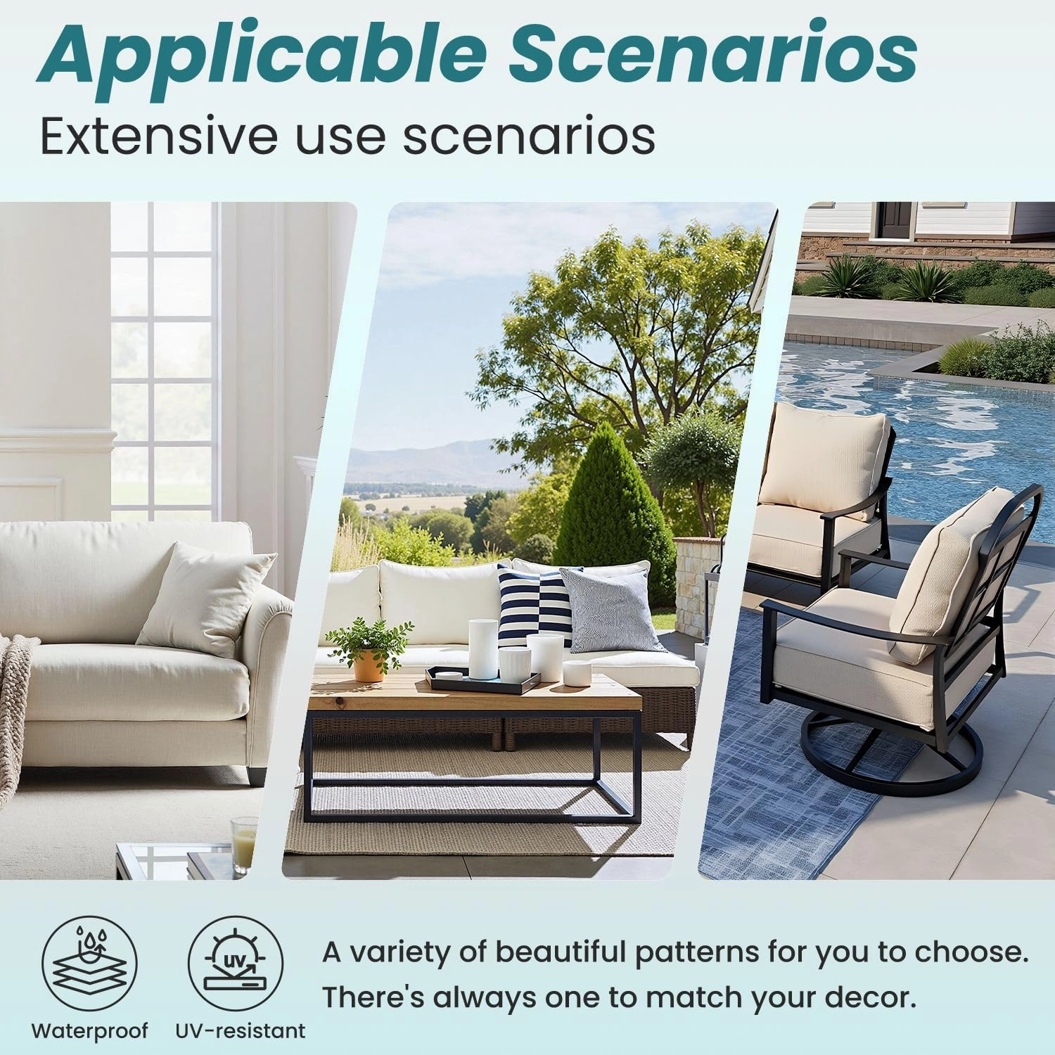 Outdoor Deep Seat Cushion Set Vivid Colors Bright Tropical Flowers Seamless 24 x 24 Inch Fade Resistant Patio Furniture Cushions with Removable Cover for Chaise Lounge