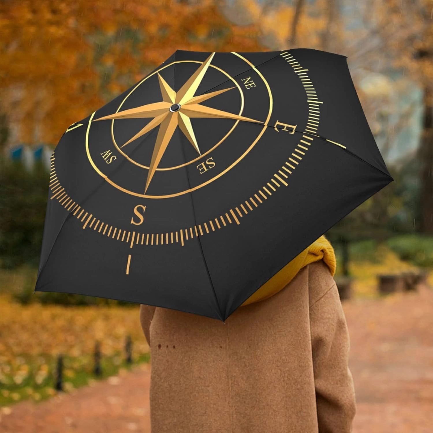 Oyihfvs Automatic Windproof Waterproof Umbrella, Folding Umbrella Reinforced Portable Compact UV Protection Sun rain Auto Open/Close