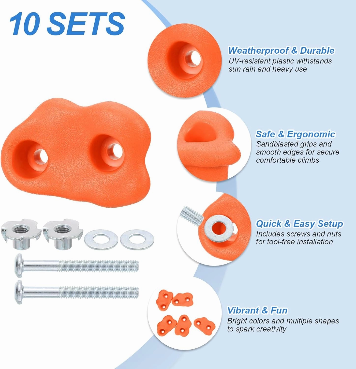 PATIKIL Rock Climbing Holds, Small Climbing Rock Wall Grips Play Set Climber Attachments with Double Hole for Playground Accessory