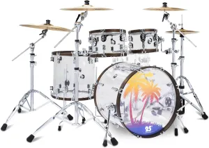 PDP By DW PDP 25th Anniversary 4-Piece Clear Acrylic with Walnut Stain Hoops Drum Set Shell Pack (PDLT221425TH)