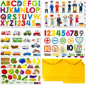 PENGFULL 5 Felt Learning Pieces Set, Felt Alphabet Letters Fruits and Vegetables Numbers Transportation Community Helpers, for Toddlers Kindergarten Preschool