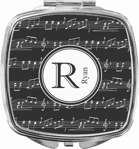 Personalized Musical Notes Compact Makeup Mirror